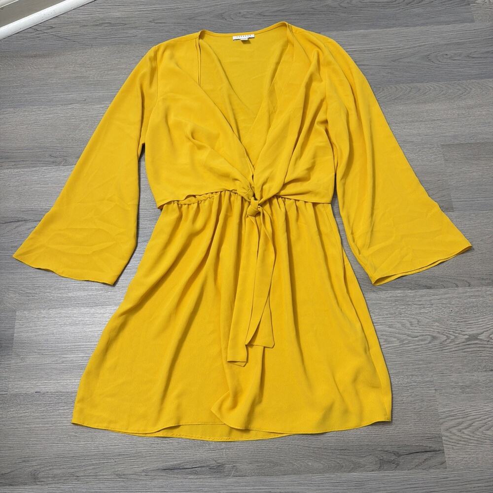 Topshop Tiffany Front Knot Tie Mustard Yellow Dress Size 8